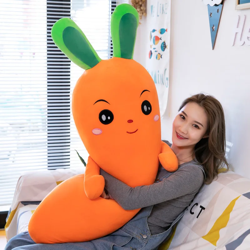 Super soft smile carrot toys Stuffed large plush pillows cushions kids toys sale promotional gifts