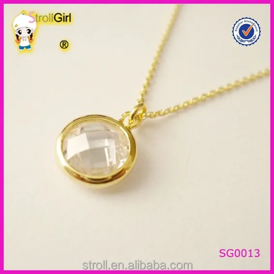 MANBU Simple 18k gold designs white CZ stone pendant necklace for women