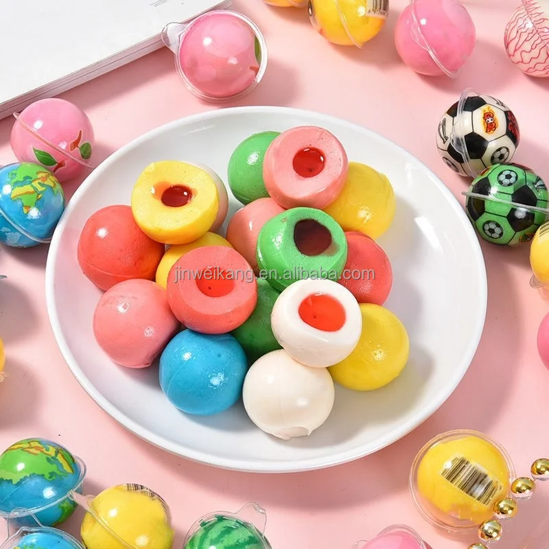 OEM/ODM round fudge and jam filled halal fudge ball fudge Sweets gummy chewy candy ball shape juicy candy with jam filling