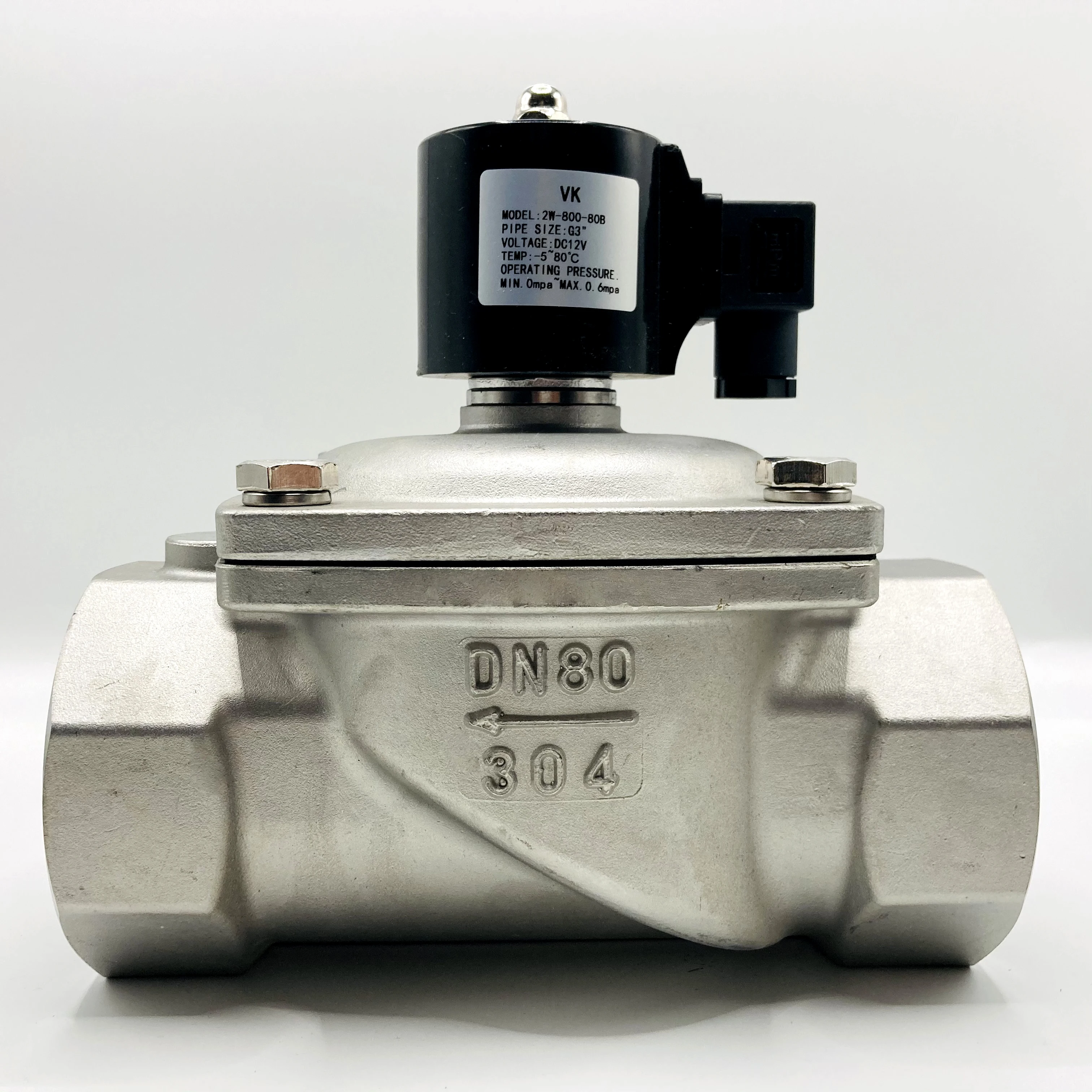 Большой размер 3 дюйма DN80 нержавеющая сталь 304 316 24 в 12 В нормально открытый закрытый NPT BSPT резьбовой SS Соленоидный клапан
