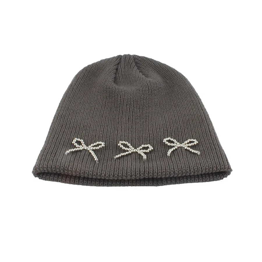 HZM-60984 Вязаная Шапка-бини с бантом