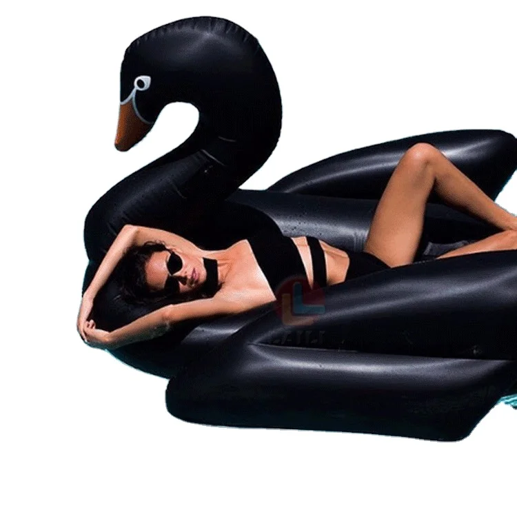 Durable large adult inflatable black swan pool float for sale