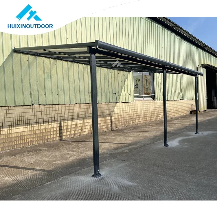 Slope Aluminum Custom Patio Cover Garden Pergola Window Aluminium Poly Black Retractable Awning Patio Cover