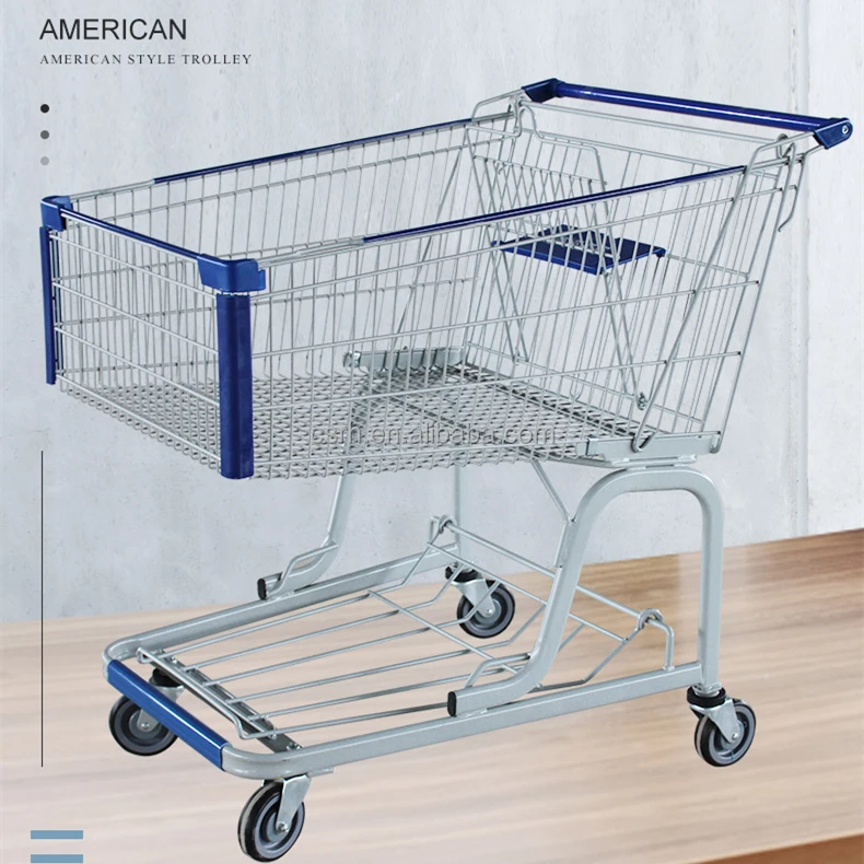US style supermarket trolley , 400L 1075*780*1080mm Super Big Size shopping cart