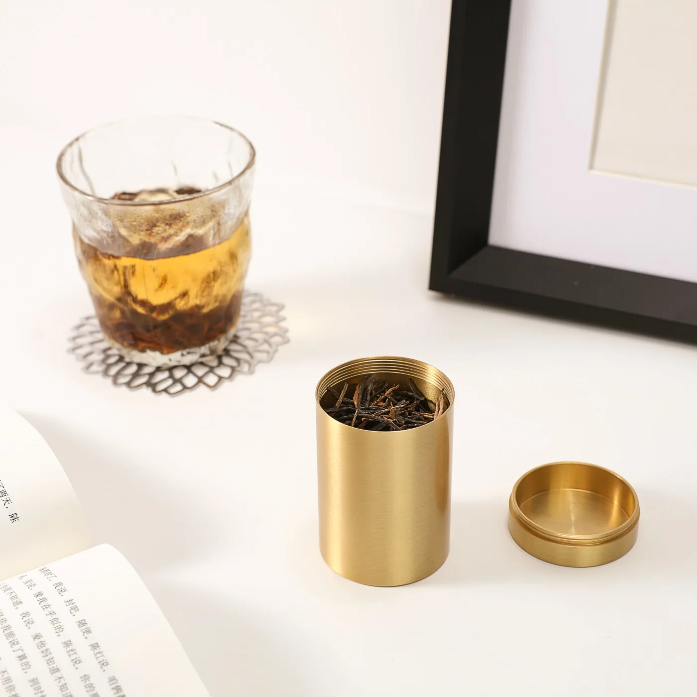 Maxery Tea Canister with Airtight Double Lids Metal Container Large Tea Tin Can Loose Tea Organizer Coffee Storage Box