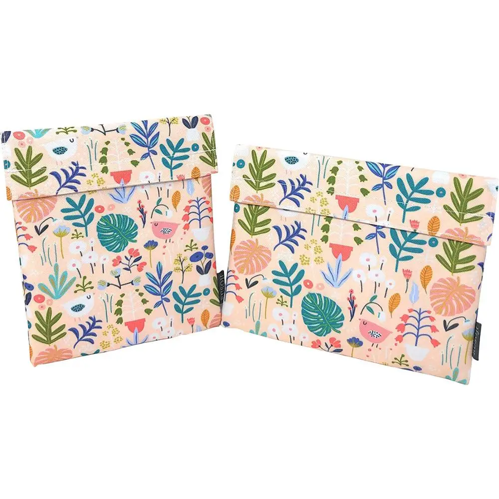 Small Reusable 100% Cotton Canvas Insulated Snack Sandwich Bread Bag  Cotton Canvas Small Insulated Snack Bag