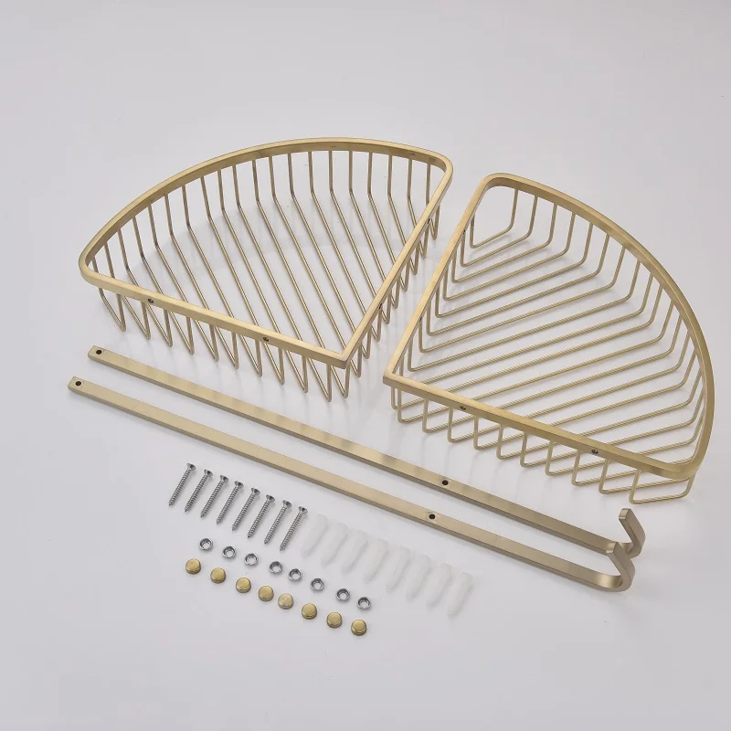 Luxury SUS304 Stainless Steel Double Layer Storage Shelf Wall Mounted Toilet Bathroom Wire Corner Rack