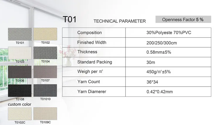 30% полиэстер 70% ПВХ солнцезащитные роликовые ткани для оптовой продажи оконных роликовых
