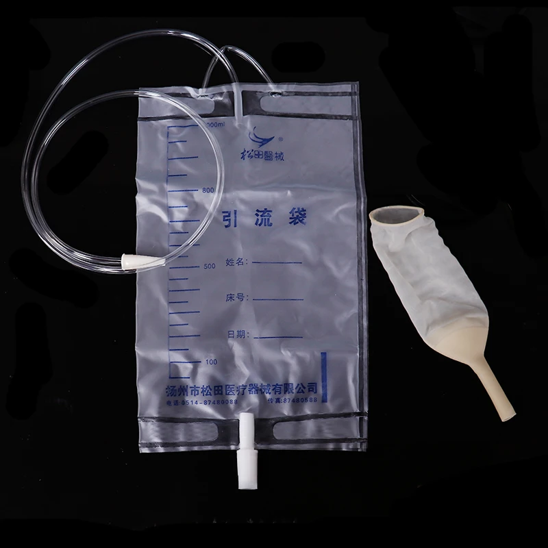 Hospital Use Urine Bag for Men Condom Sterile Medical PVC Disposable Urine Drainage Bag Toilets Adult Pee Holder Collector