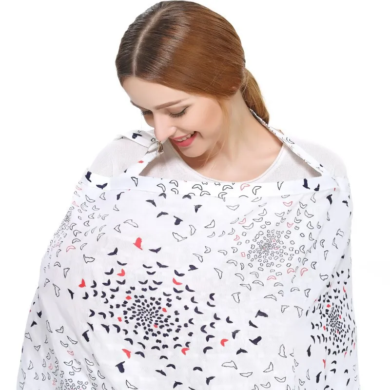 High Quality Organic Cotton Muslin Super Soft Breathable Printed Knitted Nursing Cover