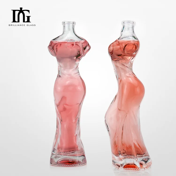 Wholesale custom unique vodka bottle printing brand liquor tequila glass bottle with Beauty Shape