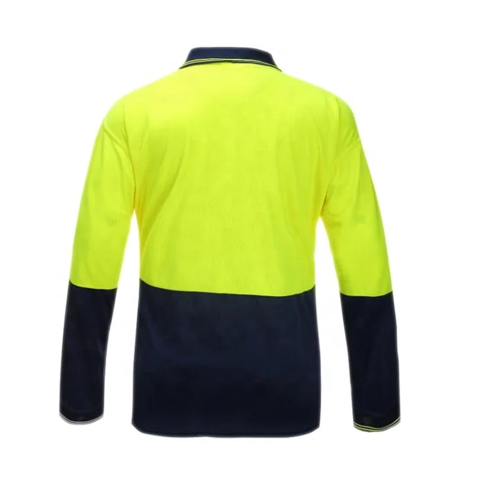 Customized Logo Long Sleeve Polo Shirts High Visibility Protective Workwear Reflective Safety Polo T Shirt With Reflector Tapes