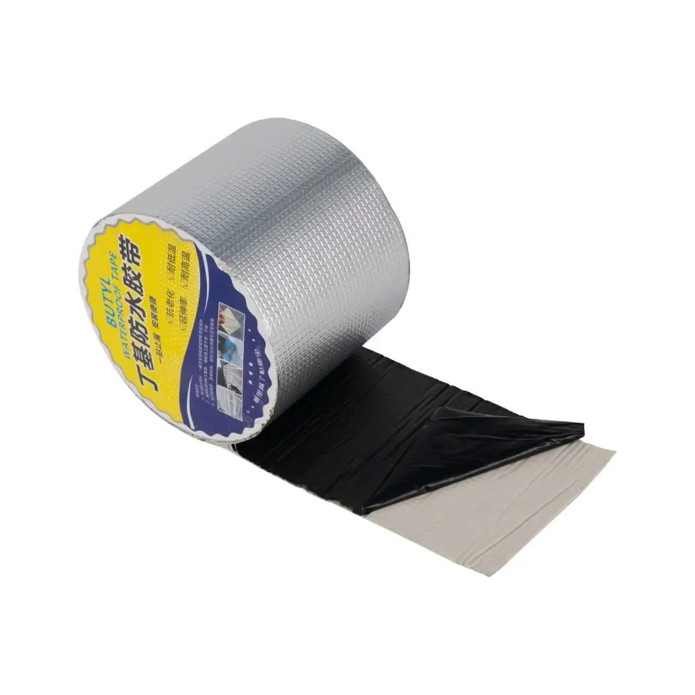 Self Adhesive Super Strong White/Black Rubber Vinyl Adhesive Tape Aluminum Foil Butyl Rubber Tape For Fix Roof