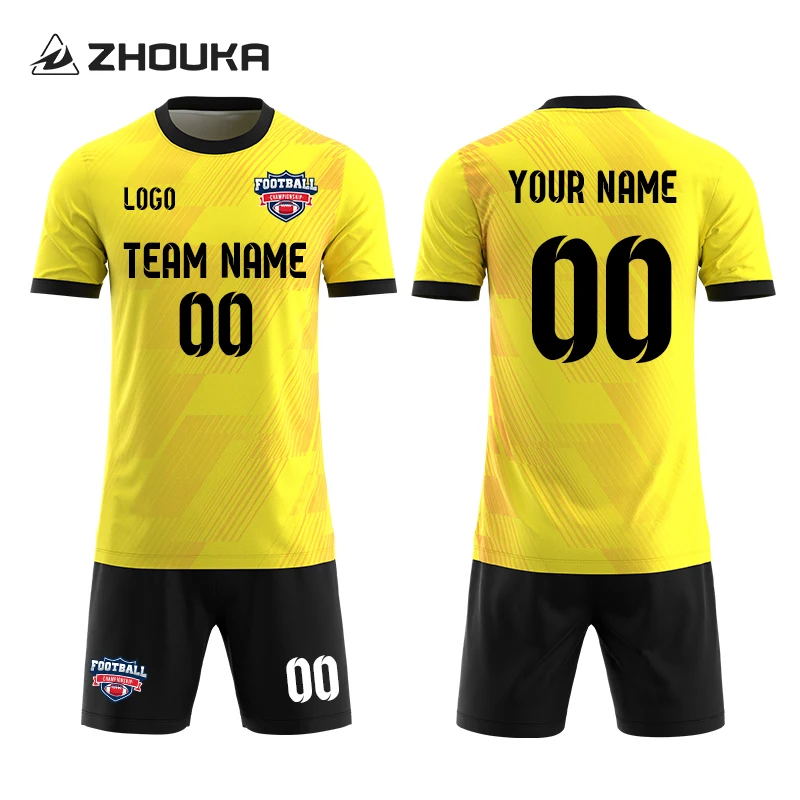 Latest Design Custom Sublimation Printing Logo Soccer Jersey Wear Kit Sport Training Retro Loose Men Football Uniform Sets
