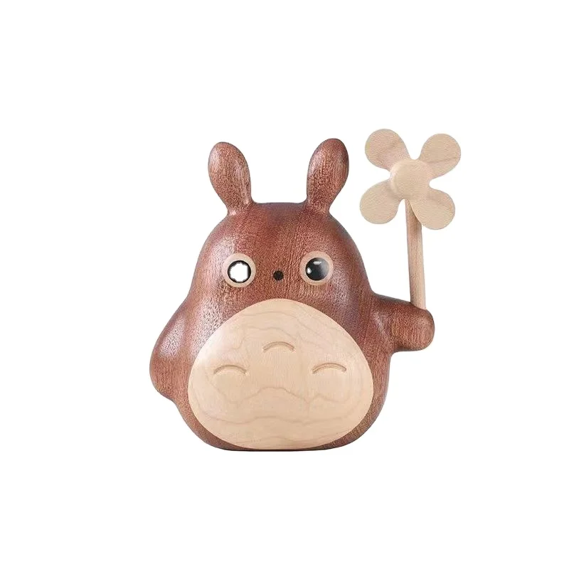 Wholesale Wooden cute Totoro modeling ornaments birthday gift wooden doll tabletop decoration
