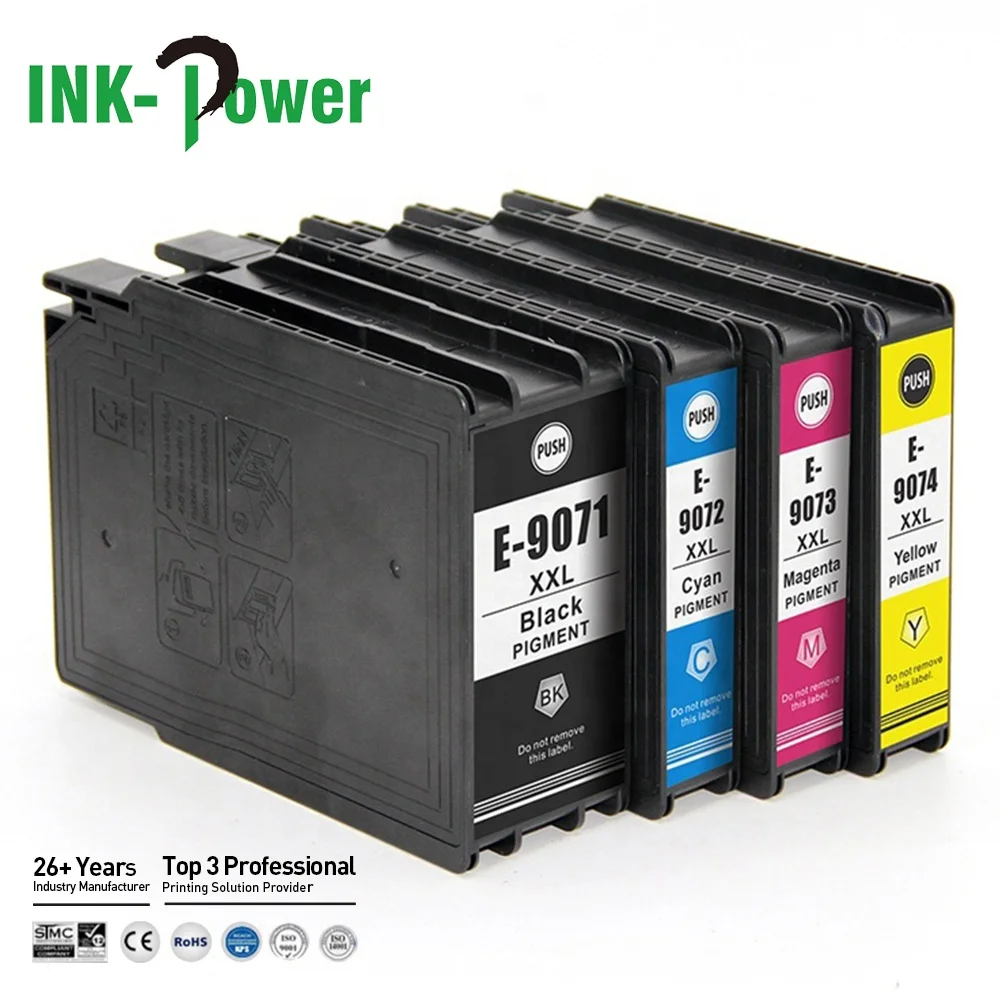  Картридж чернильный совместимый с цветными струйными чернилами INK-POWER T907 T9071 T9072 T9073 T9074 для принтера Epson Pro