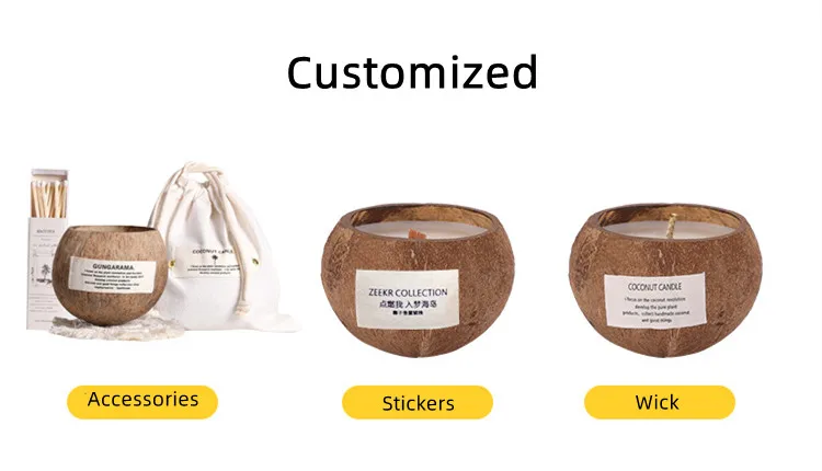 Wholesale Private Label Custom Accepted Coconut Wax Natural Oil Coconut Shell Scented Candles