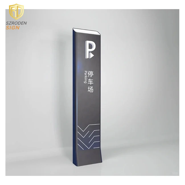 Aluminum Curved Outdoor Free Standing Signage Led Lighting Wayfinding Directional Pylon Sign