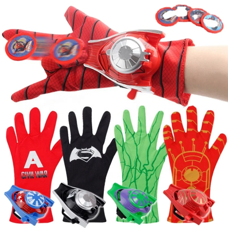 Wholesale TV&Movie Superhero Shooter Toy Halloween Party Decoration Toys Captain Spider Man Cards Launcher Hand wear for Kids