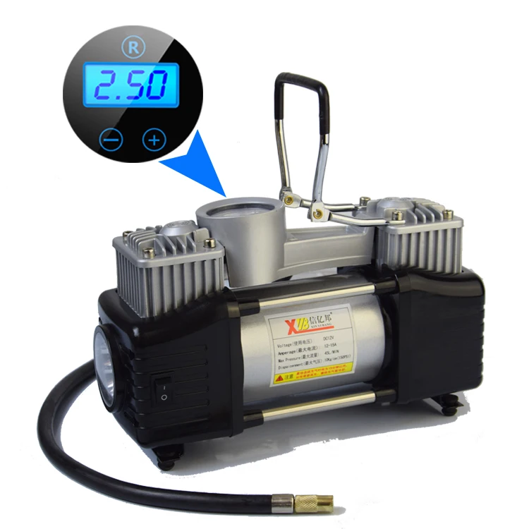 Цифровой мощный двухцилиндровый автомобильный воздушный компрессор, автомобильный насос со светодиодной подсветкой