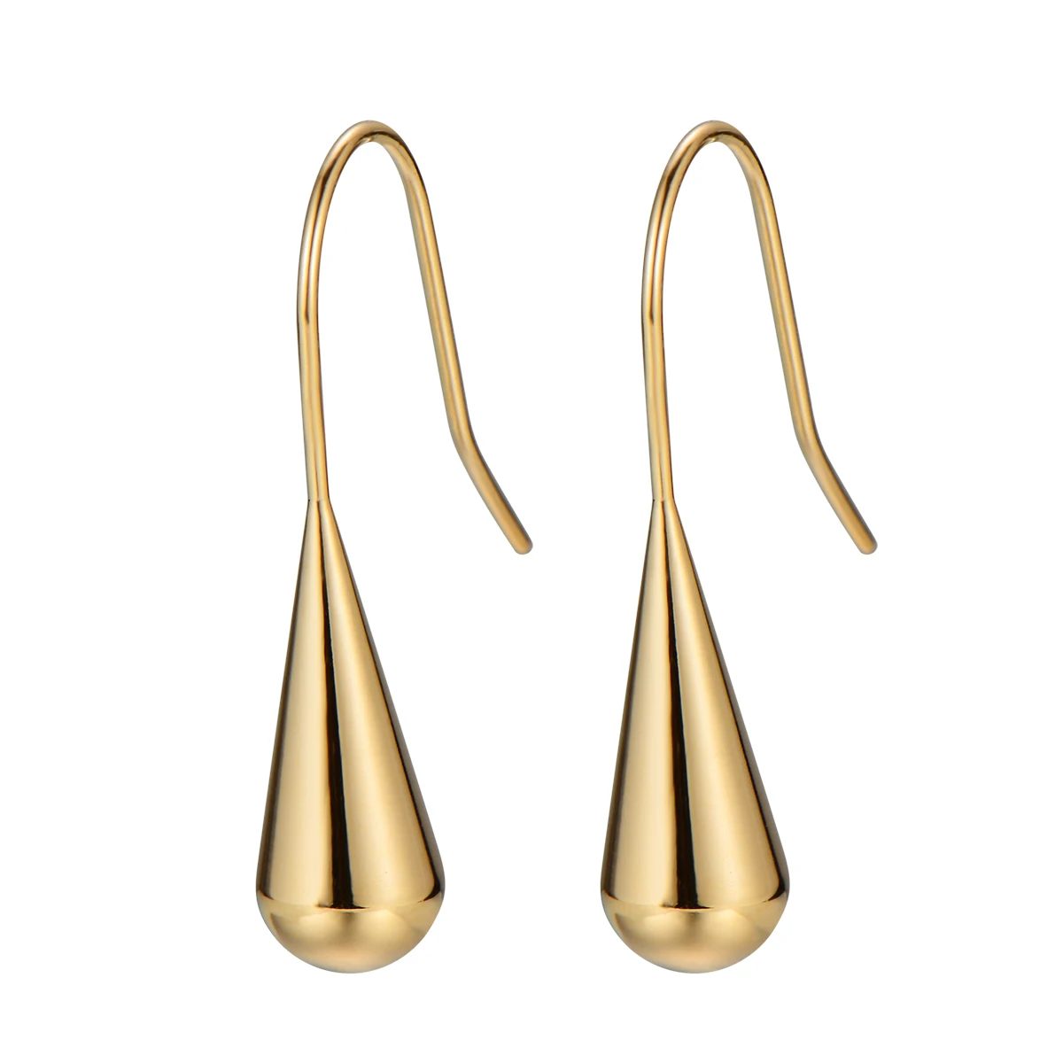 Trendy Hypoallergenic Modern Water Drop 14k Gold Earrings for Women Stainless Steel   Hoop Earrings