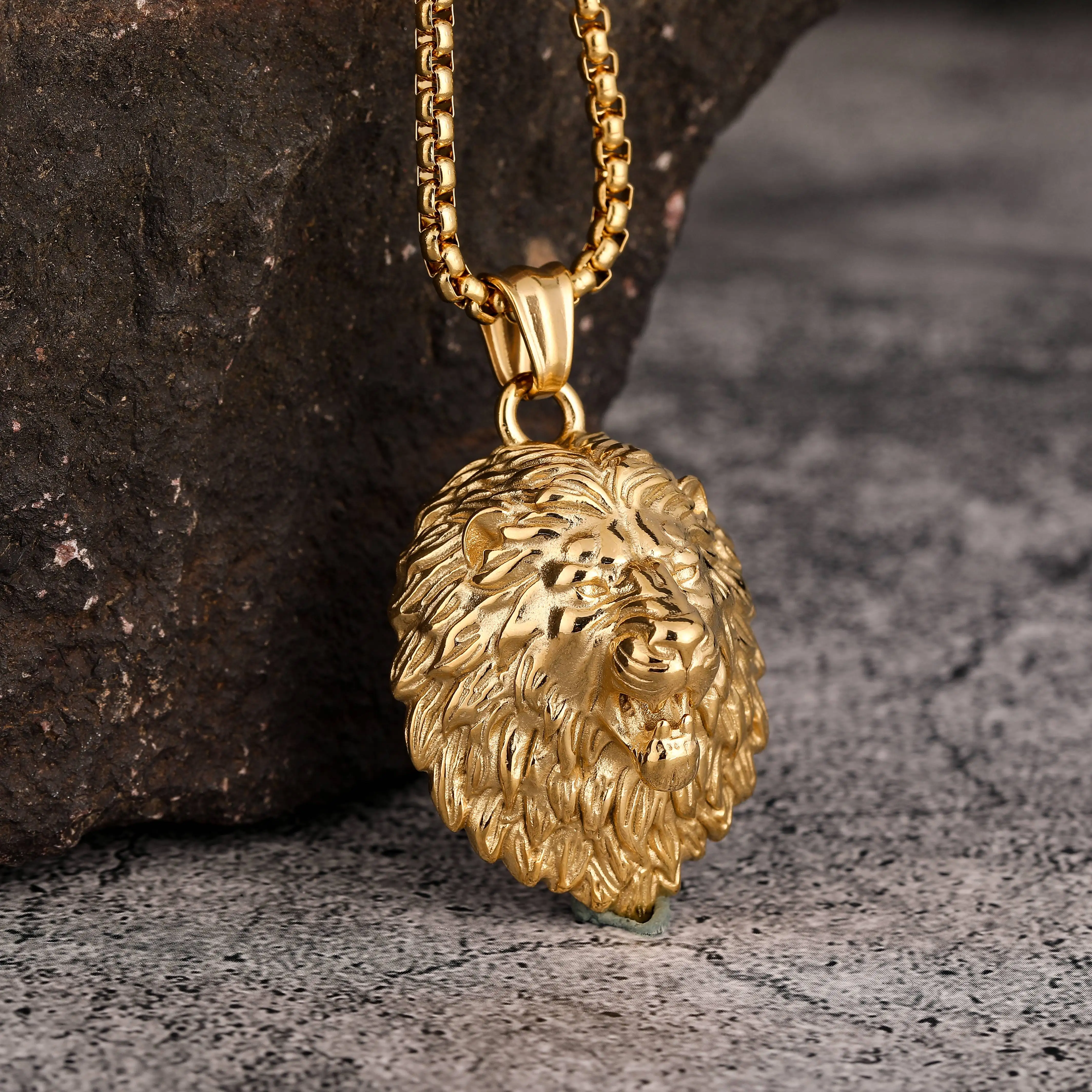 Lion King Pendant Stainless Steel Silver Men Charm Necklace Gothic Men Jewelry Lion Pendant Leo Horoscope Necklace