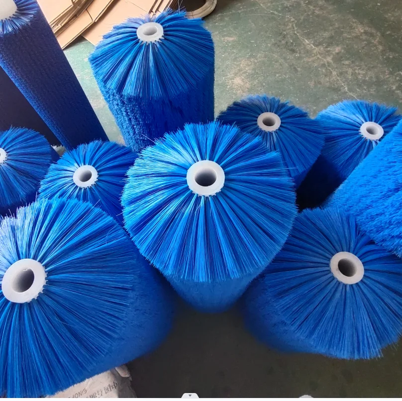 Custom Staggered Pattern Food Industry Blue Nylon Cylinder Roller Brush for Cleaning