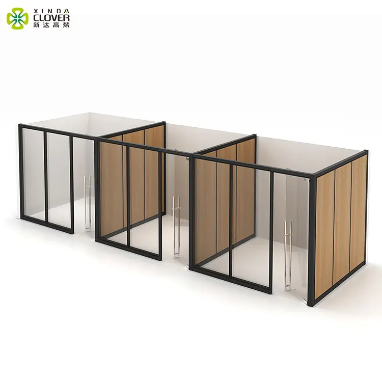 Модульная стеклянная перегородка для офиса с потолочным креплением