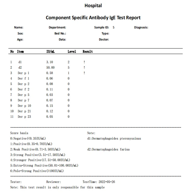 Hot sale Reader high sensitivity  Allergen semi-quantitative analysis software