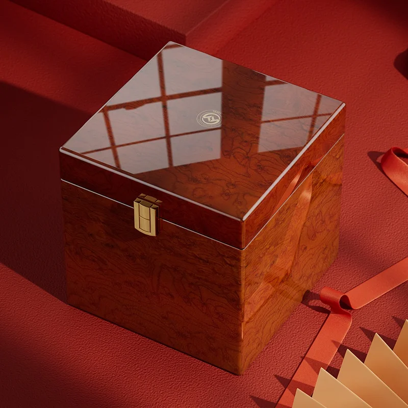 High-End Master Cup Gift Box New Year Piano Paint Design Exclusive Private Brand Packaging for Tea Cups Made of Wood