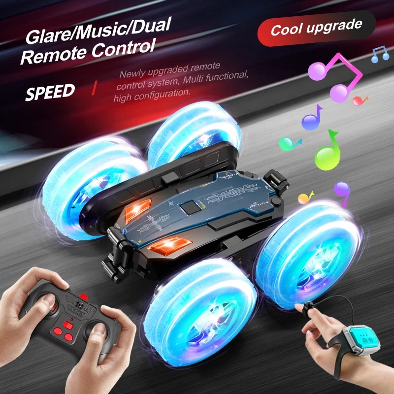 New Arrival 2.4Ghz Rc Stunt Car High Speed Double-Sided Rechargeable 360° Rotating Off-Road WIth Colorful Light and Music