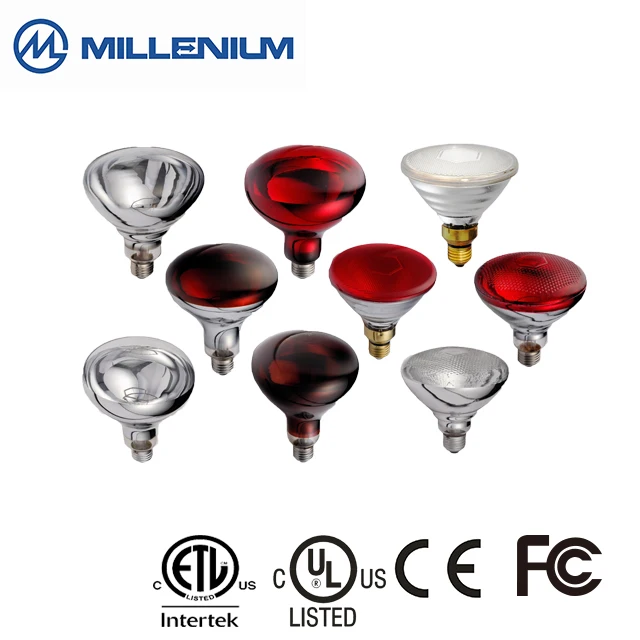 Прозрачный/красный цвет 250 Вт Инфракрасная тепловая лампа для животных