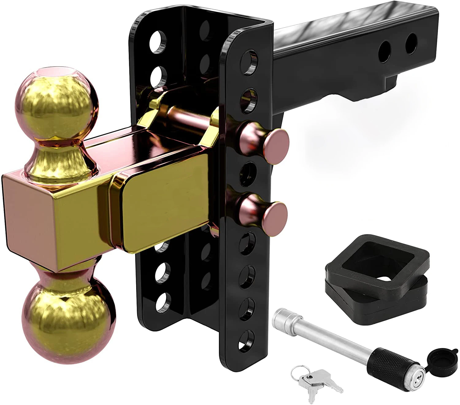 Adjustable Trailer Hitch Ball Mount 6-Inch Drop/Rise Fits 2-Inch Receiver 2inches& 2-5/16inches Combo Aluminum Tow Balls