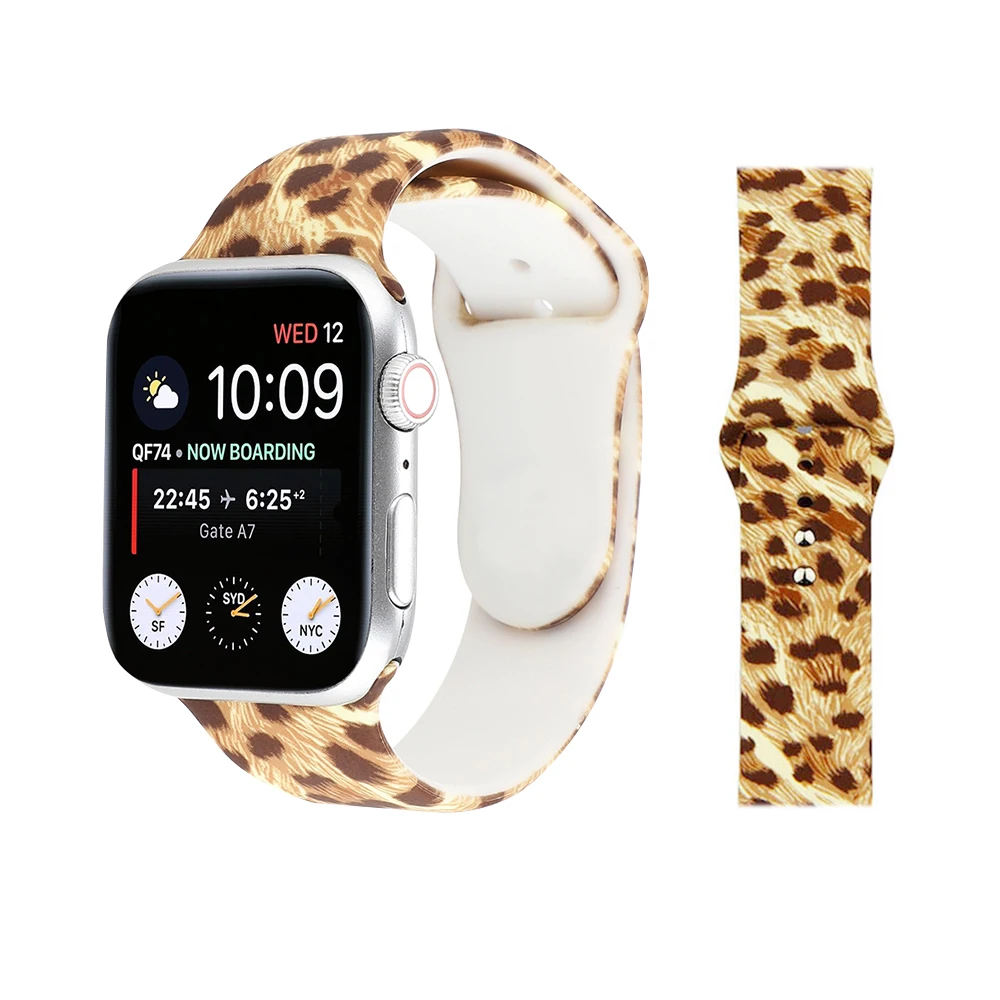  Силиконовый ремешок с принтом для Apple Watch сменный цветным apple