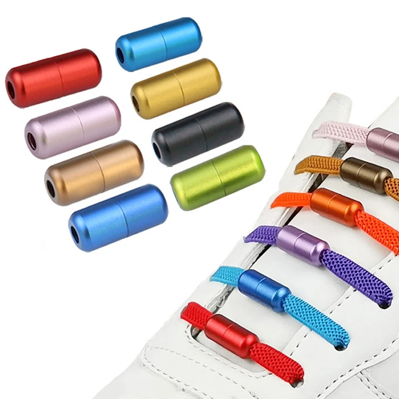Colour Metal Shoelaces lock Accessories No Tie Shoelaces Metal Lace Lock DIY Sneaker Kits Silver Gold Metal lace buckle