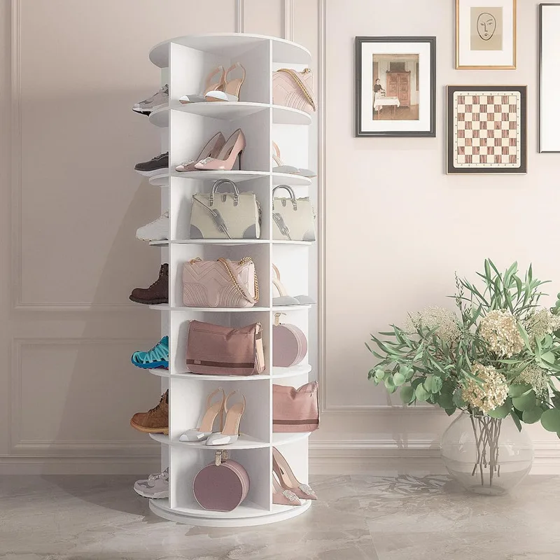 Hot Sell Customize PVC 360 Rotating Shoe Rack Tall Tower Organizer 7 Tier Shoe Cabinet Rack