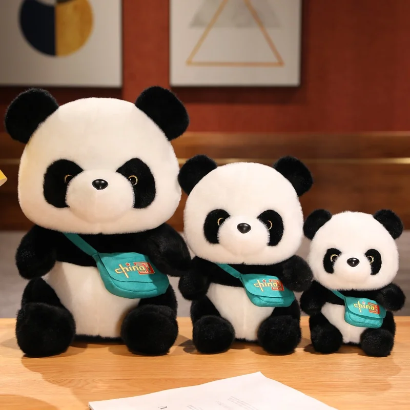 Customized Hot Sale New Cute Shoulder Bag Panda Plush Toys Bear Stuffed Animal Toy Zoo Kids Girlfriend Gift