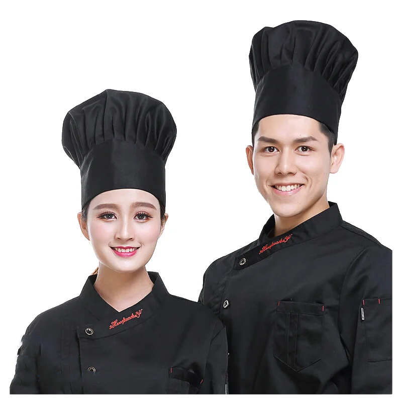 Chef Hat Adult Premium Adjustable Elastic Baker Kitchen Cooking pleated white chef hat Pastry food factory mushroom cloth hat