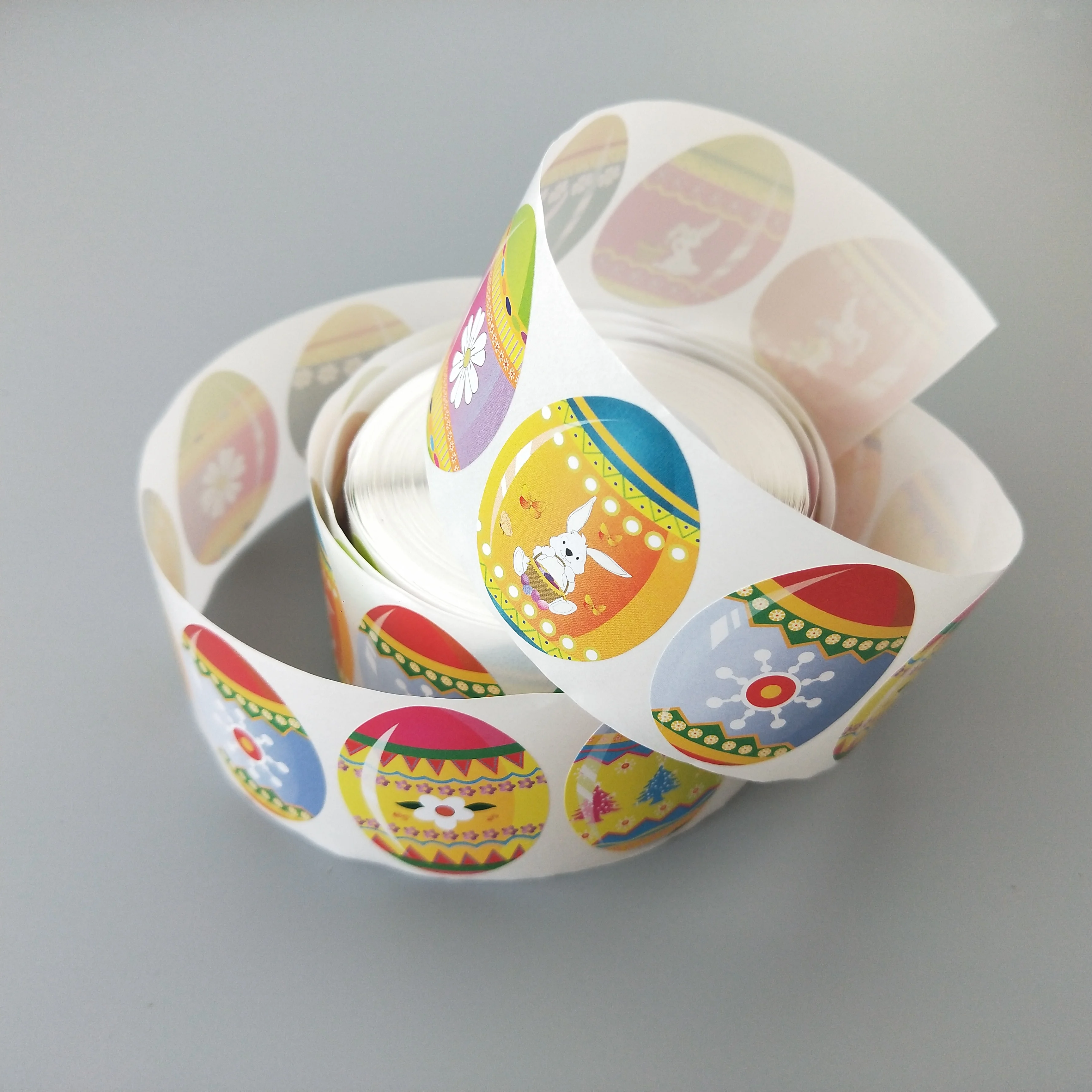 Egg shaped Roll sticker with cute rabbit for Easter gifts packaging