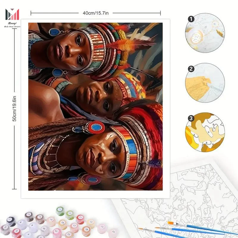 DIY Paint by Numbers Kit for Adults Set Portrait Indian Woman Canvas Oil Painting for Home Decor Family Bonding Unique Gifts