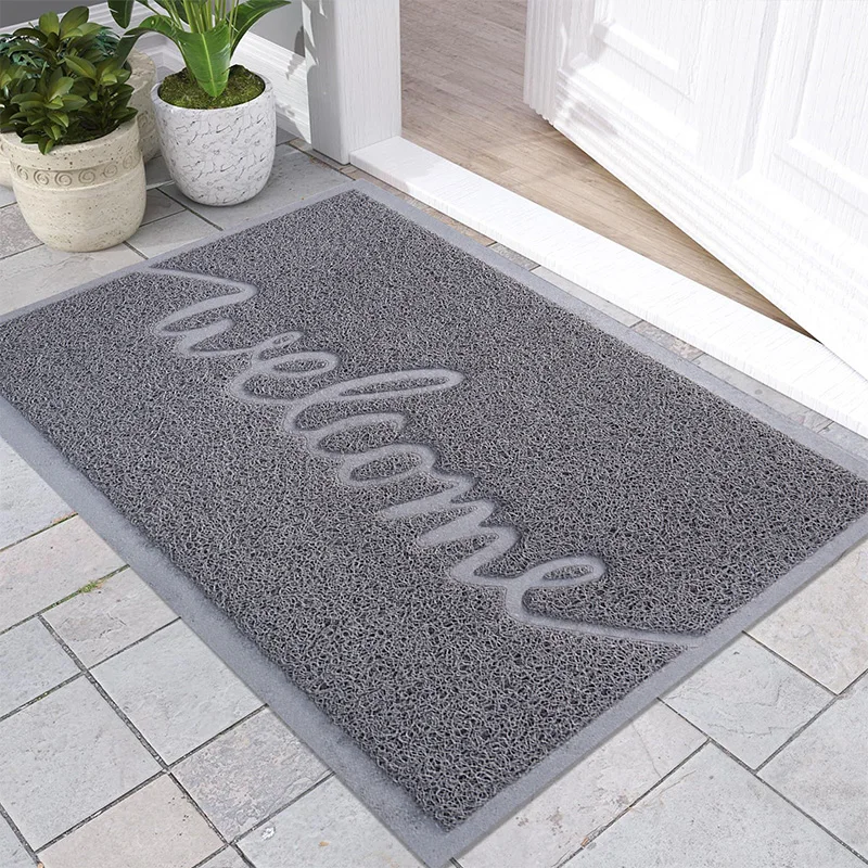 custom design wholesale home welcome rubber rug logo floor kitchen noodles carpet pvc coil non slip outdoor mat