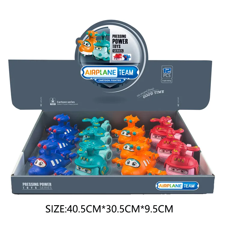 12PCS Cute Kids Press Move Forward Slide Plane Cartoon Airplane Toys