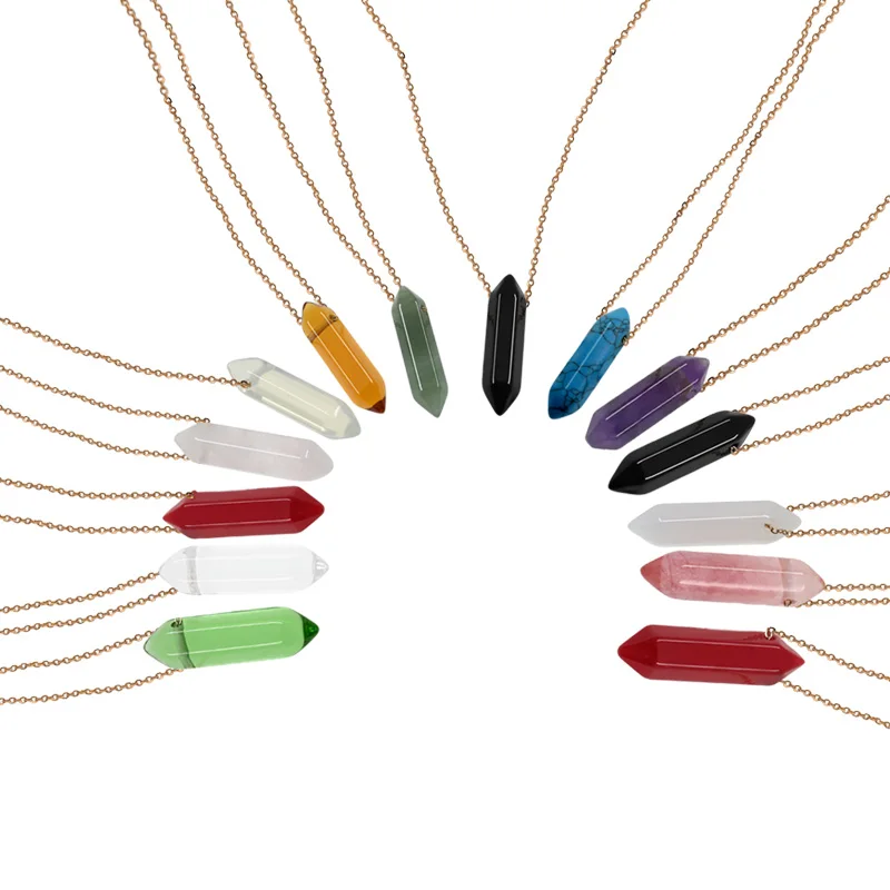 Best Selling Natural Stone 18k Gold Plated Stainless Steel Jewelry Pendant Necklace Accessories Women Bijoux