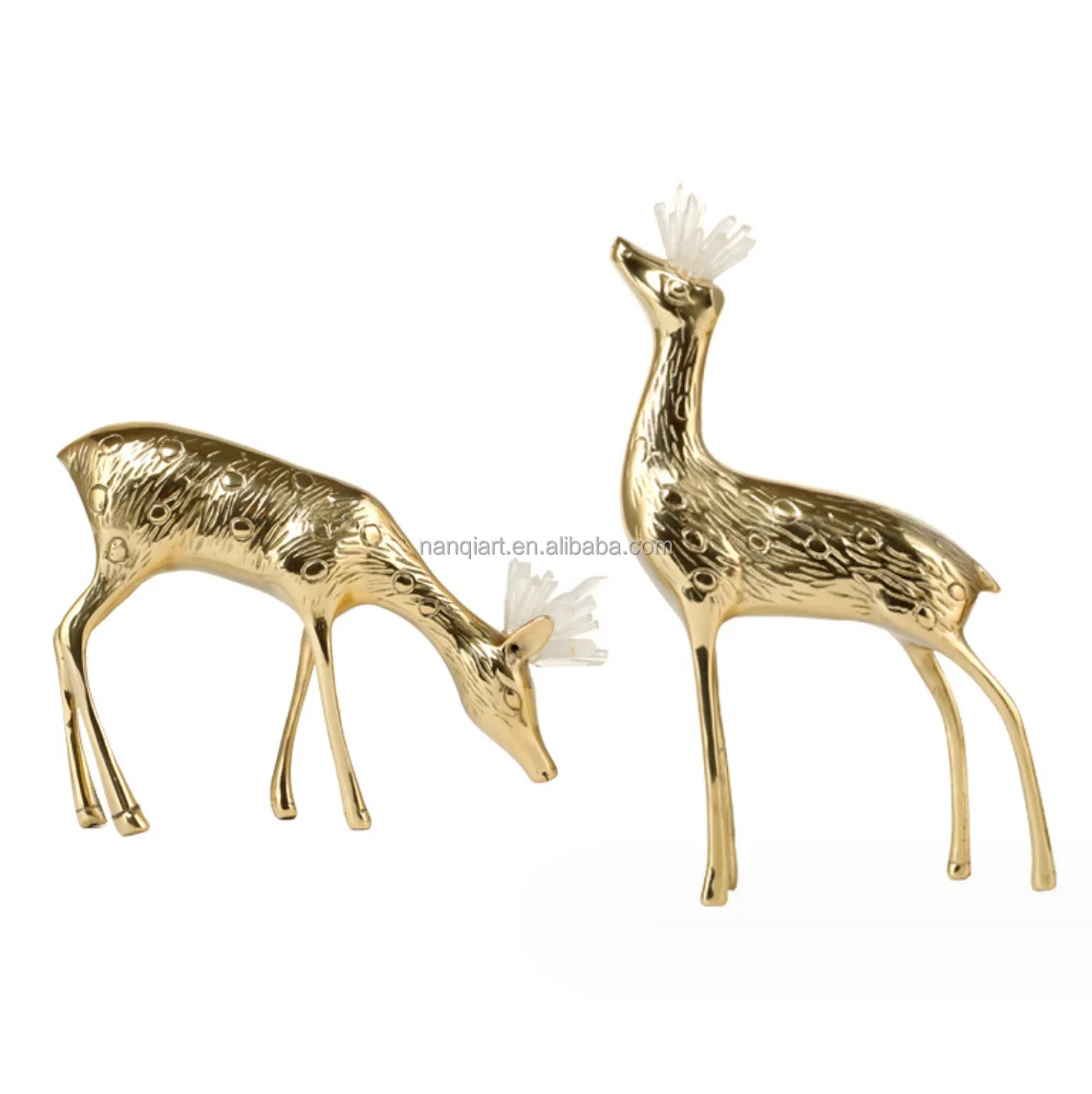 High Quality Handmade Crystal Artificial Copper Figure Abstract Art Statues Creative Home Decor Ornament With Natural Stone Base