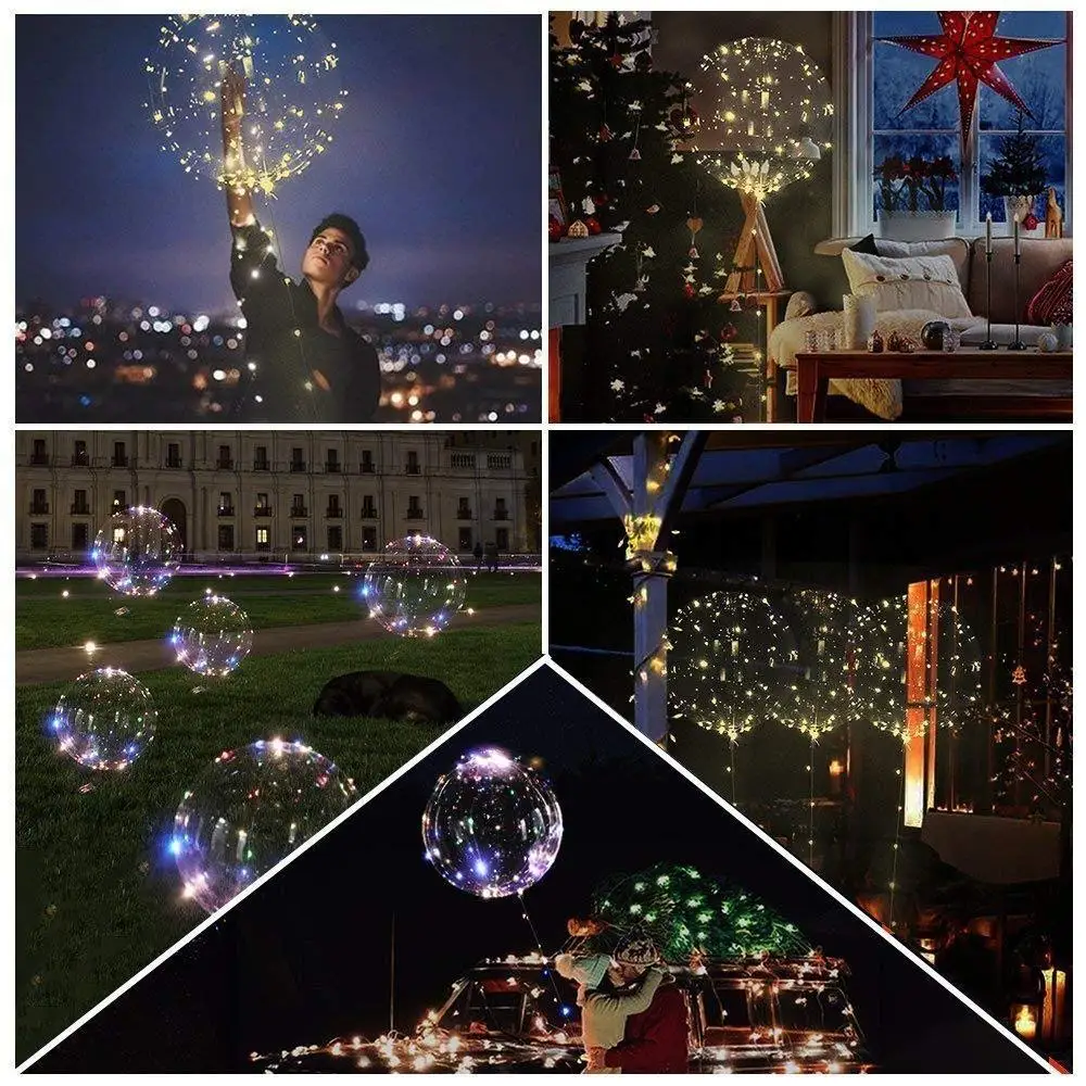 LED BoBo Balloons 3 Levels Flashing LED String Lights Helium Balloons Christmas Wedding Birthday Party Decorations