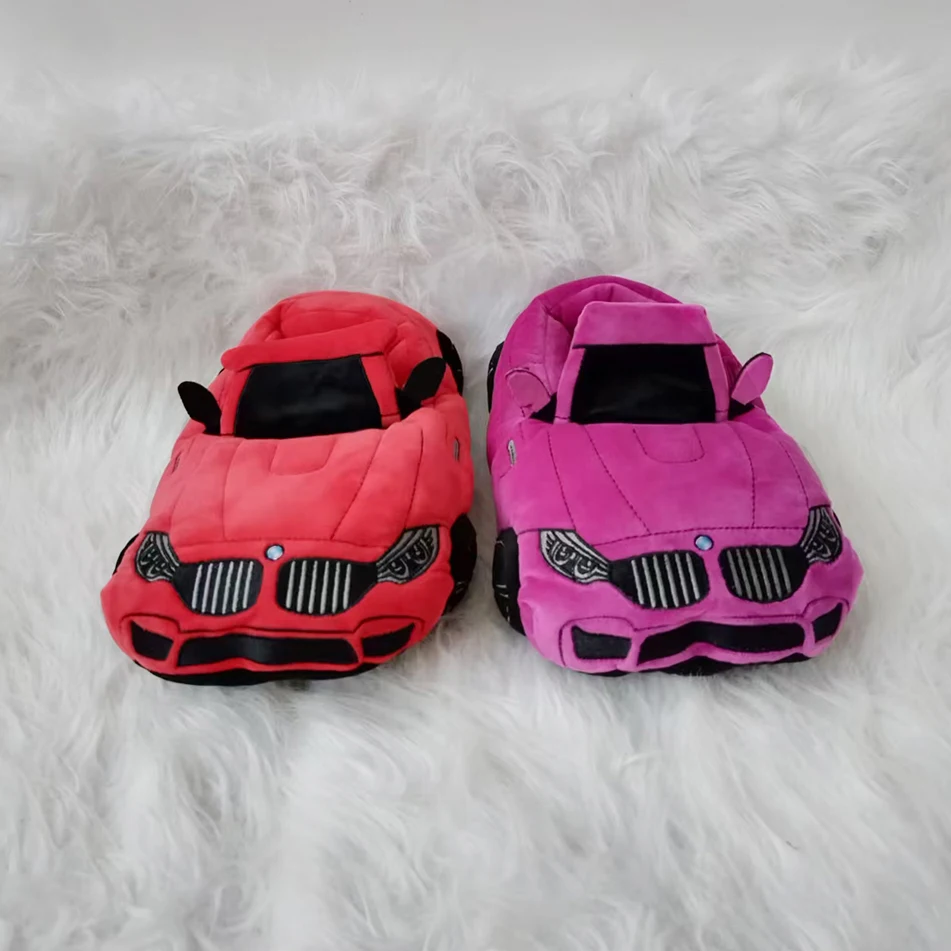 Car Racing Slipper BM W Mazda MX5 Miata Plushies Slipper Shoes Sports Anti-slip Sole Winter Unisex Slide Shoes