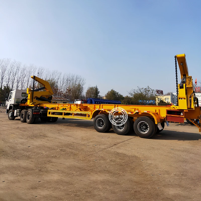 20ft 40ft Side Lifting Container Trailer Side Loader Trailer Chassis With Movable Crane