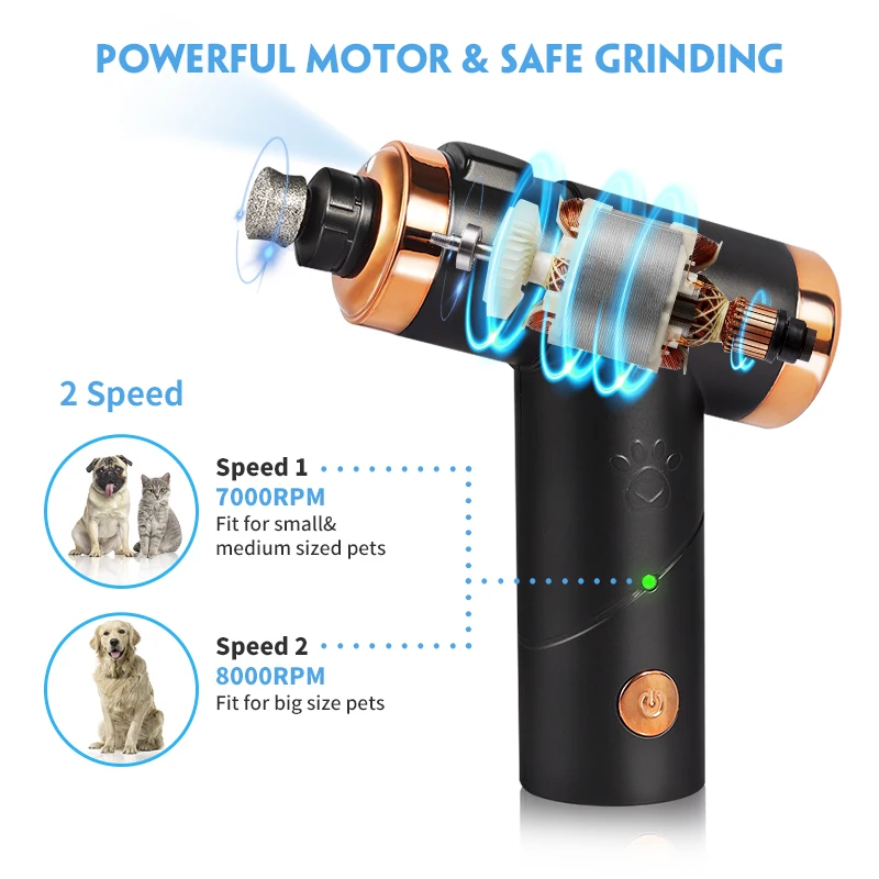 USB Rechargeable Dog Cat Nail Grinder Nail Trimmer Pet Nail Scissors and Grooming Trimmer for Pets