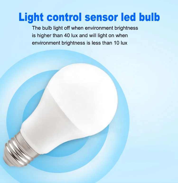 CE certificate A60 Ra>80 170-250V  E27 9W  led motion sensor smart  bulb