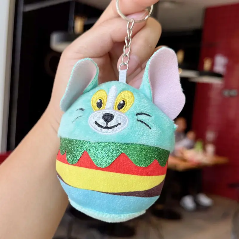 Cute Cheese Cat and Mouse Tom Jerry Cheese Plush Toy Key Chain Claw Machine Pendant